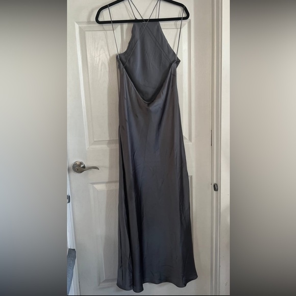 ZARA Midi Satin Slip Dress Grey charcoal - Picture 12 of 13